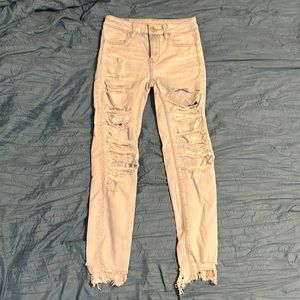 American Eagle, hi - rise jegging crop, next level stretch, 2, ripped jeans